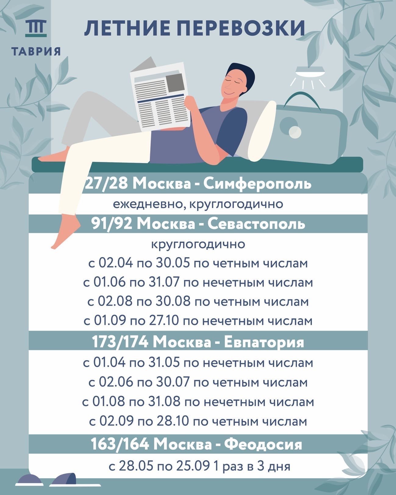 Летнее расписание поездов в Крым