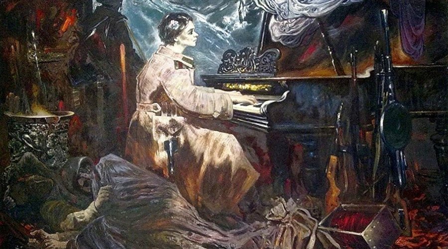 Картина Виктора Толочко «Годы войны (Пианистка)»