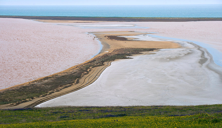 Кояшское озеро не только самое яркое, но и самое солёное на Крымском полуострове, при этом богато целебными грязями