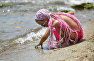 Девочка на пляже в Евпатории