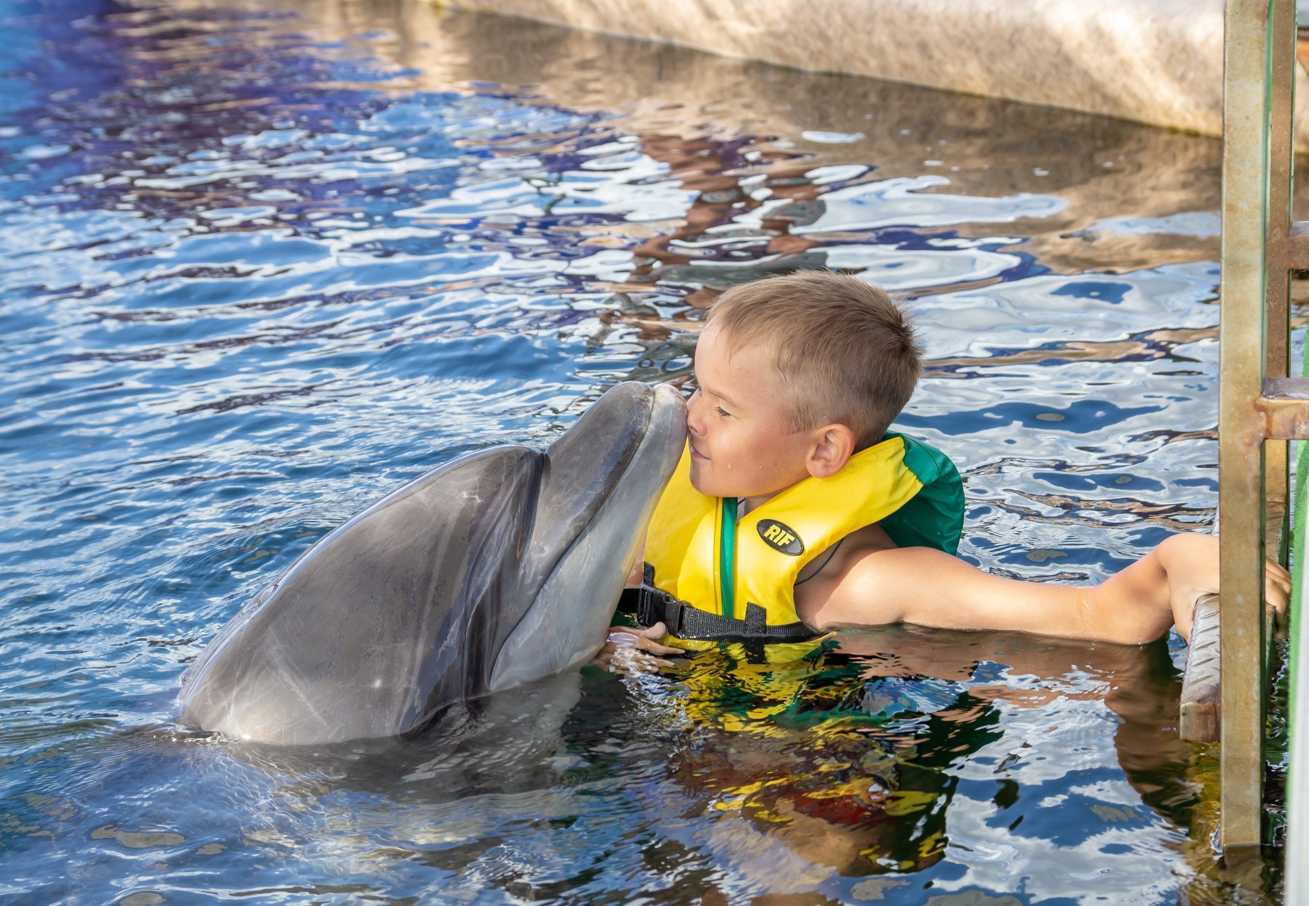 Ребенок с дельфином