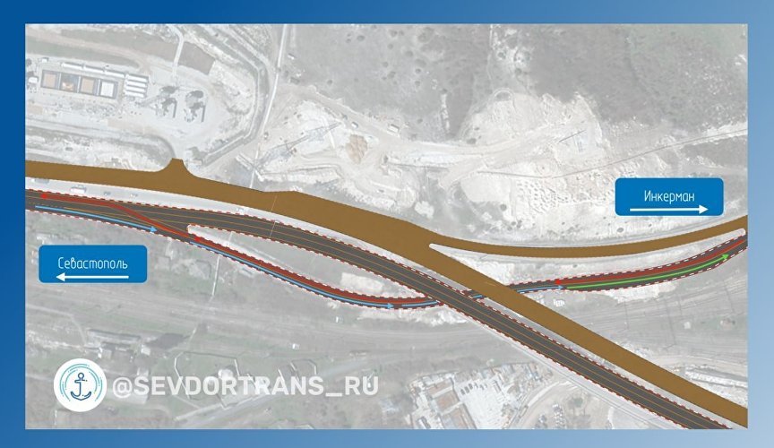 Схема движения на участке Севастополь - Инкерман