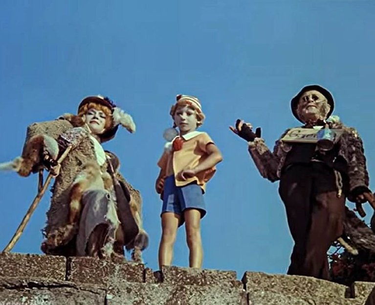 Елена Санаева, Дмитрий Иосифов и Ролан Быков в фильме «Приключения Буратино» 