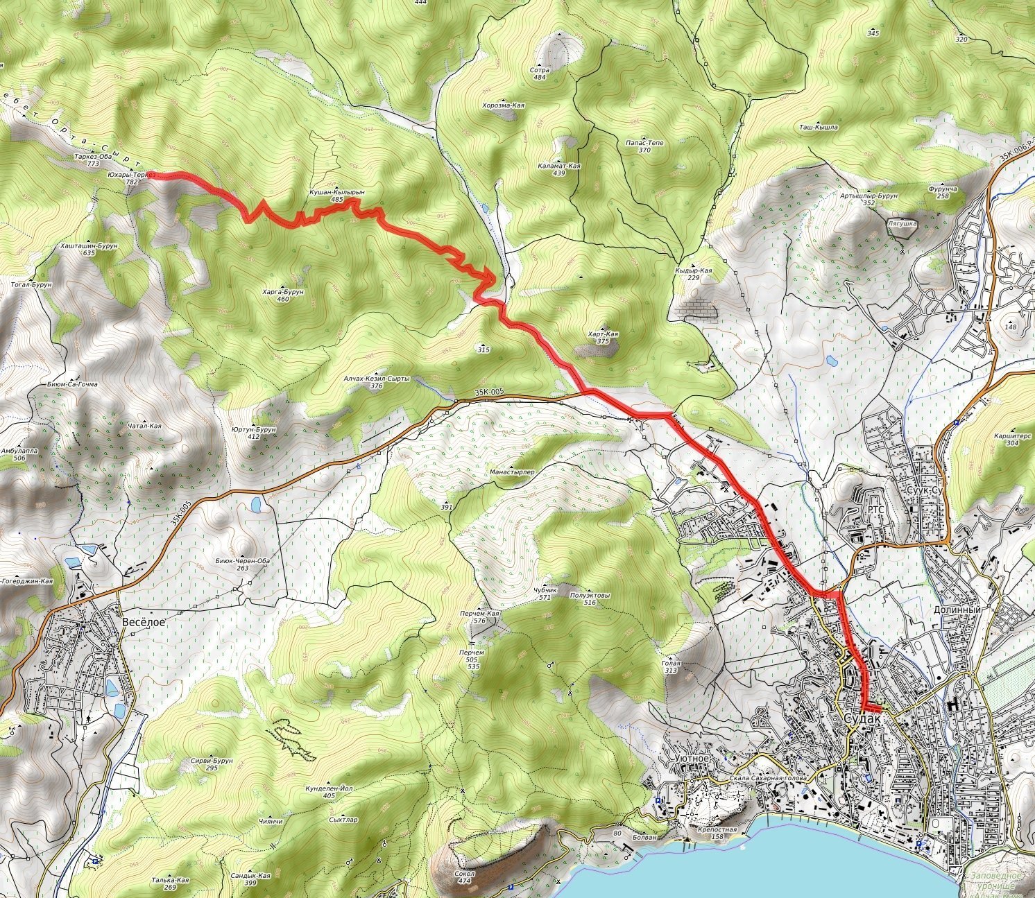 Схема экскурсионно-экологического пешеходного маршрута &amp;laquo;Судакские панорамы&amp;raquo; 