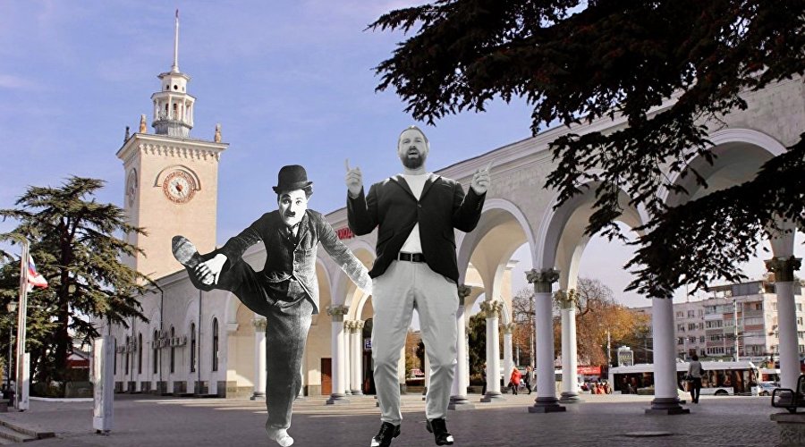 Коллаж с Чарли Чаплиным