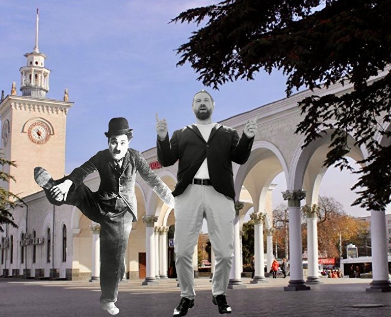 Коллаж с Чарли Чаплиным 