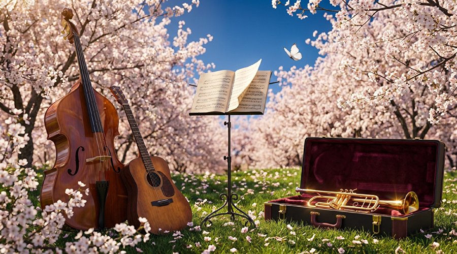 Музыкальный пикник в цветущем черешневом саду