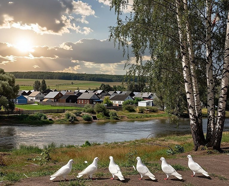 Голуби в деревне
